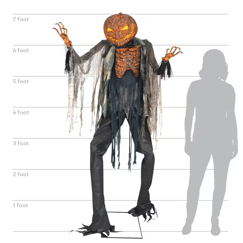 7ft Animated Scorched Scarecrow Light-Up Halloween Decoration