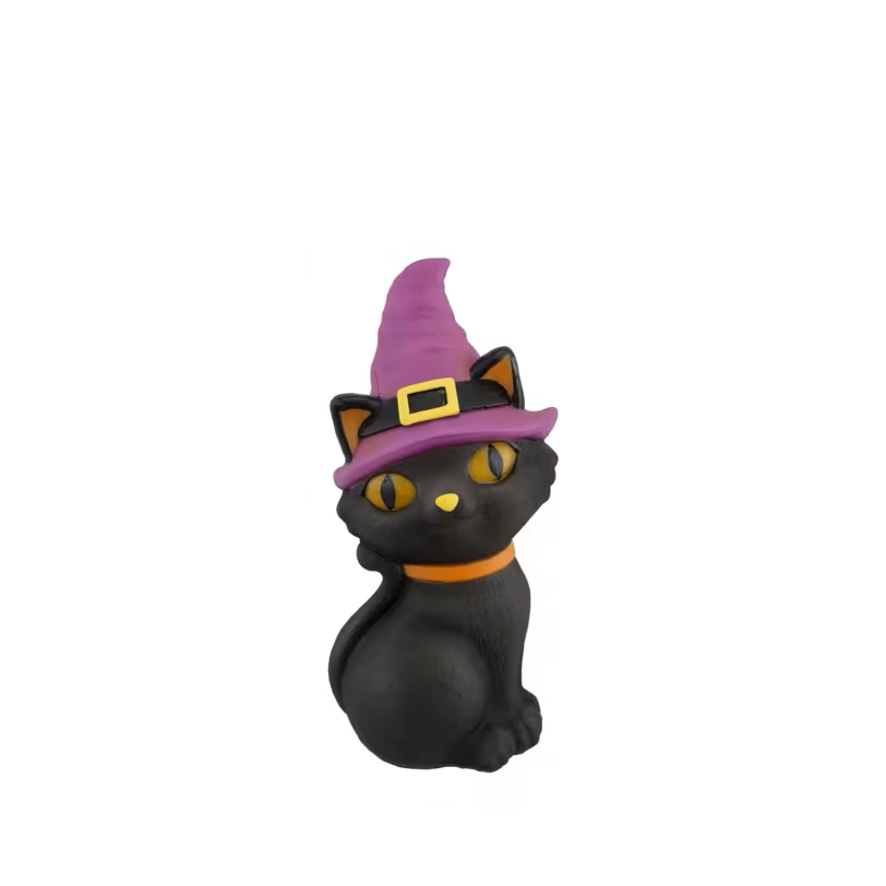 11" Light-Up Witch Cat LED Tabletop Halloween Decoration