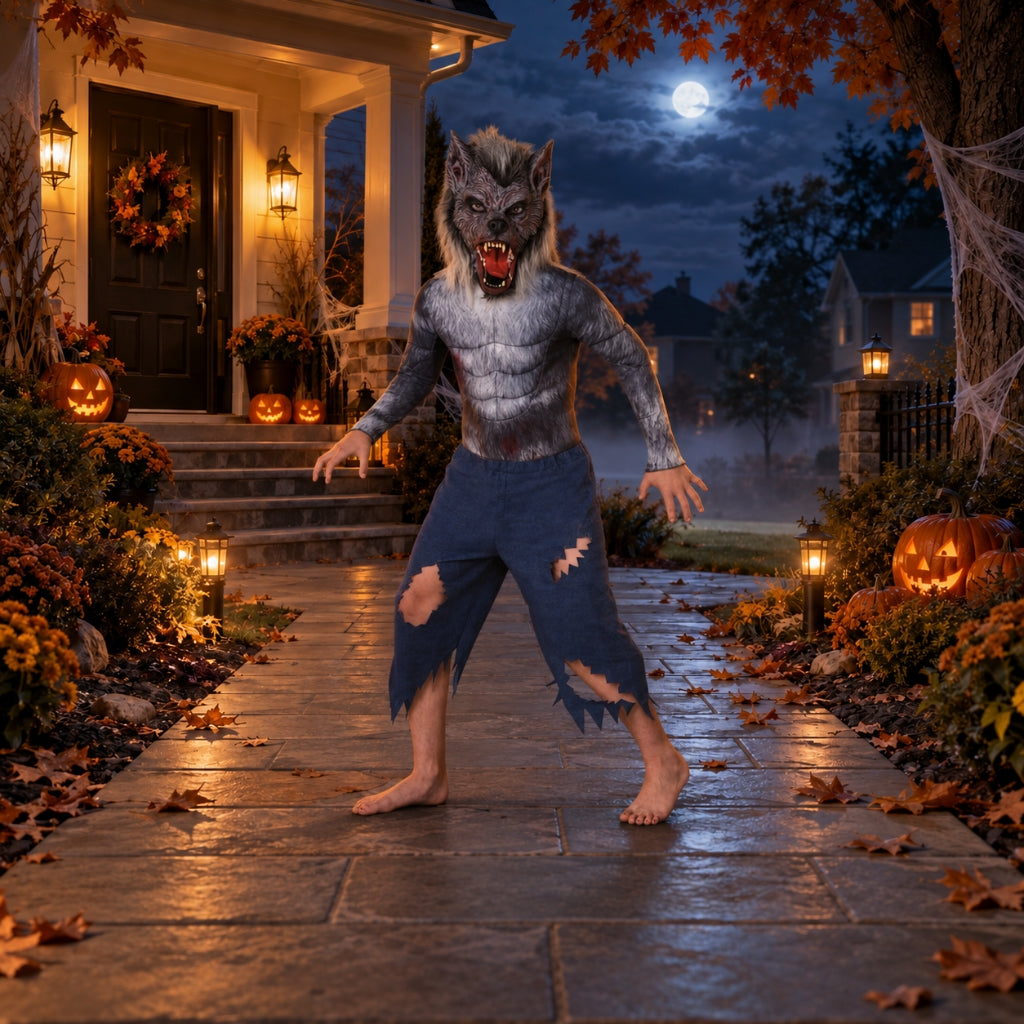 Boy's Werewolf Costume with Mask - Shirt and Pants Medium