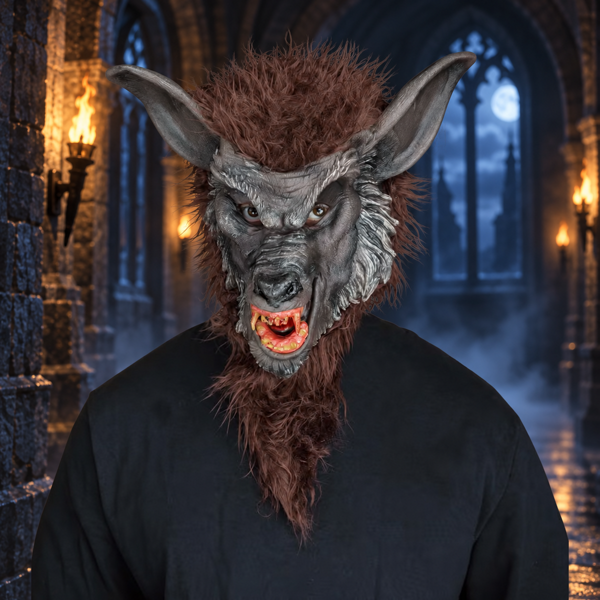 Brown Werewolf Mask with Teeth