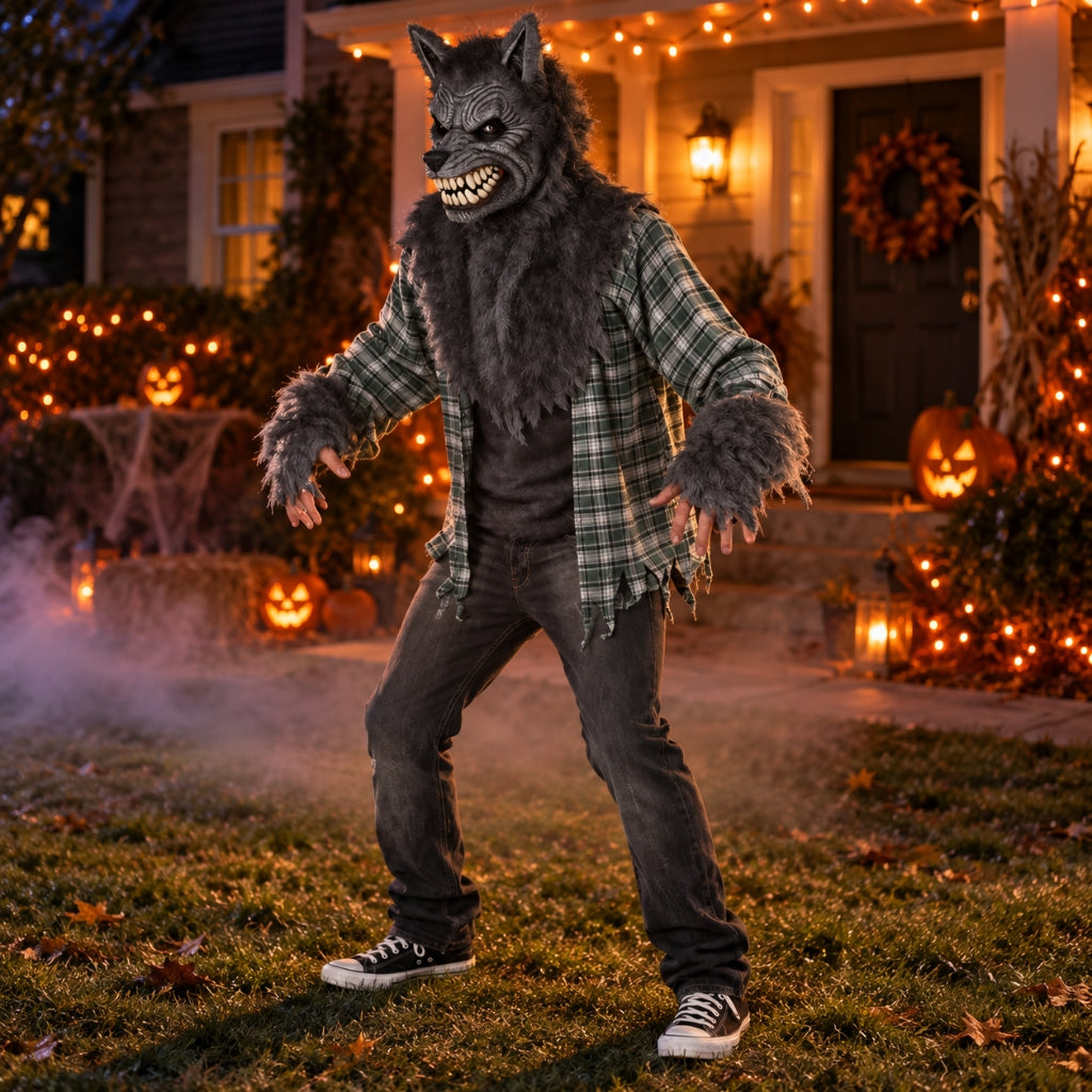 Men's Werewolf Costume with Ani-Motion Mask
