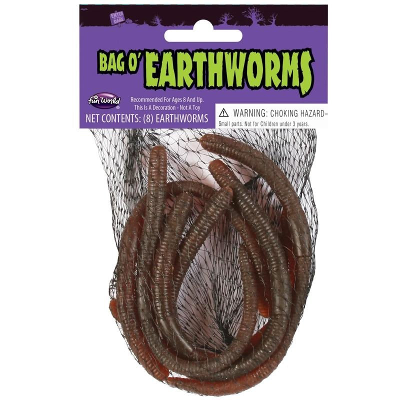 Realistic Bag of Earthworms Halloween Decoration - 8 pc