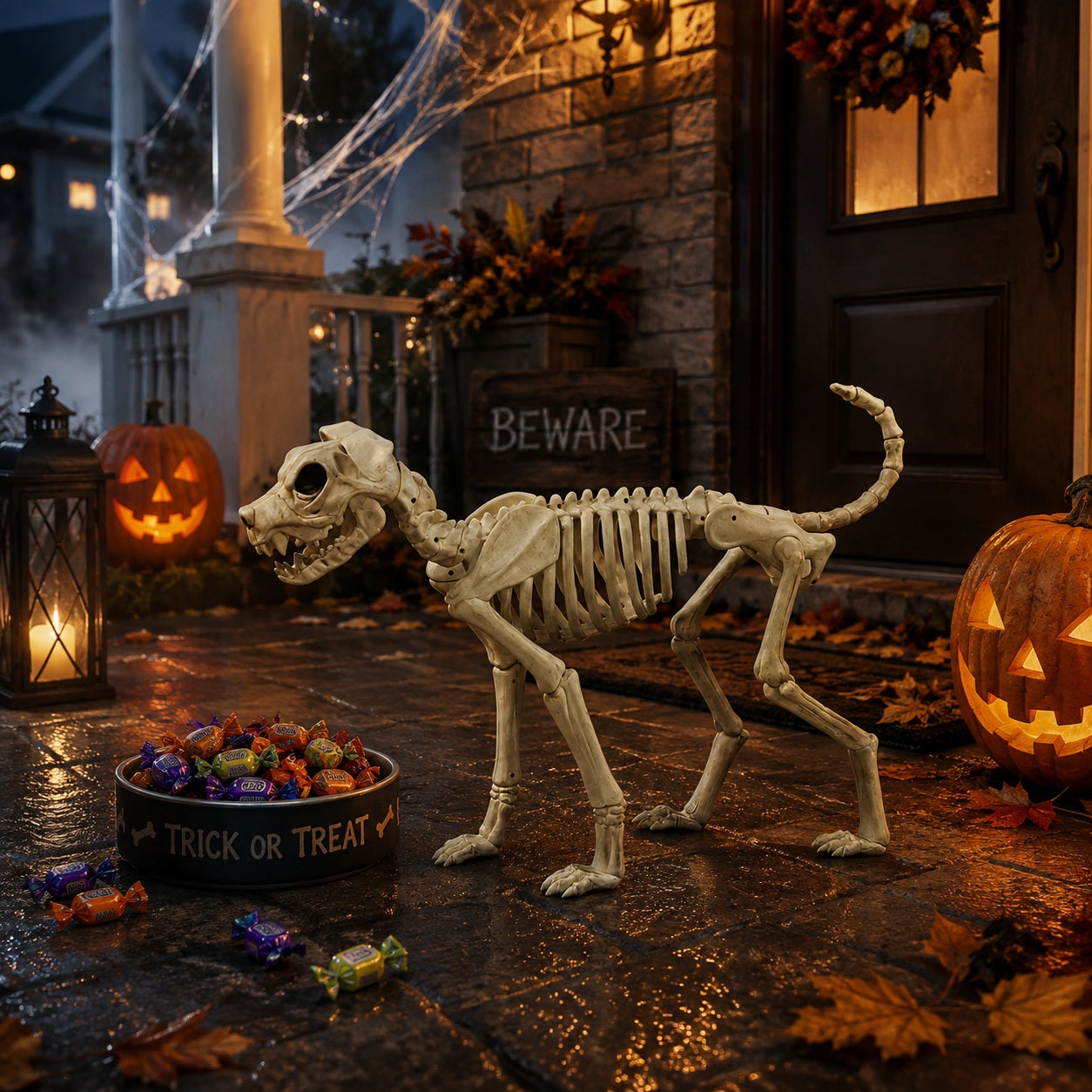Buster Bonez Poseable Dog Skeleton Halloween Decoration