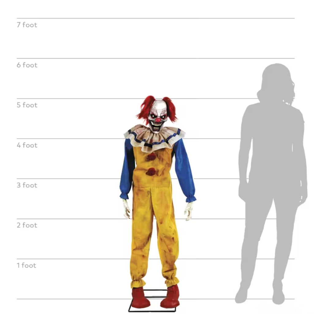 5ft Animated Twitching Clown with Light-Up Eyes and Sound