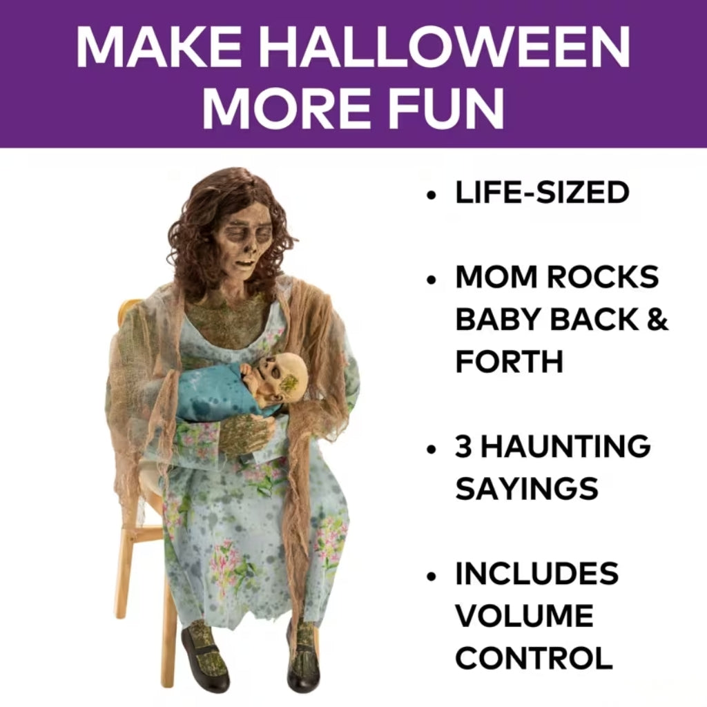 Animated Rocking Undead Moldy Mommy & Baby with Sound