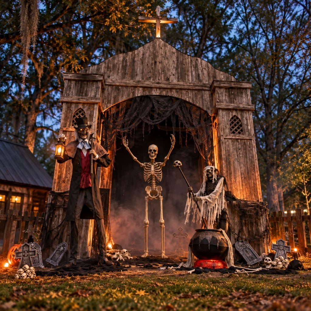 8ft Animated Towering Skeleton with Projection Eyes