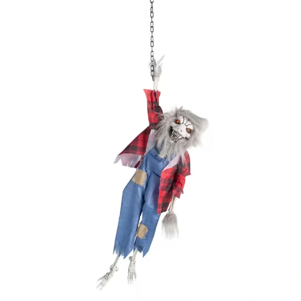 3ft Animated Light-Up Skeleton Werewolf Hanging Decoration