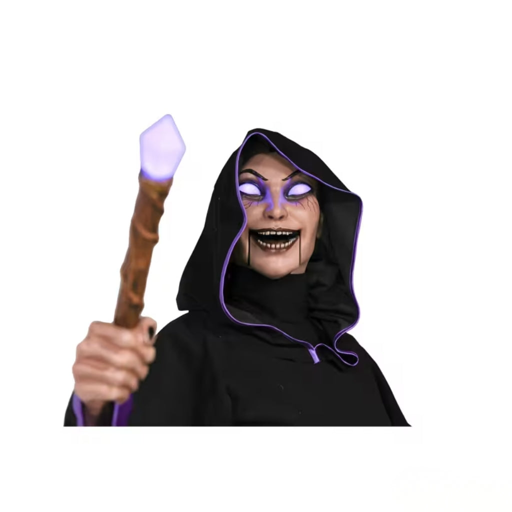 8ft Animated Hovering Witch with Broom and Wand