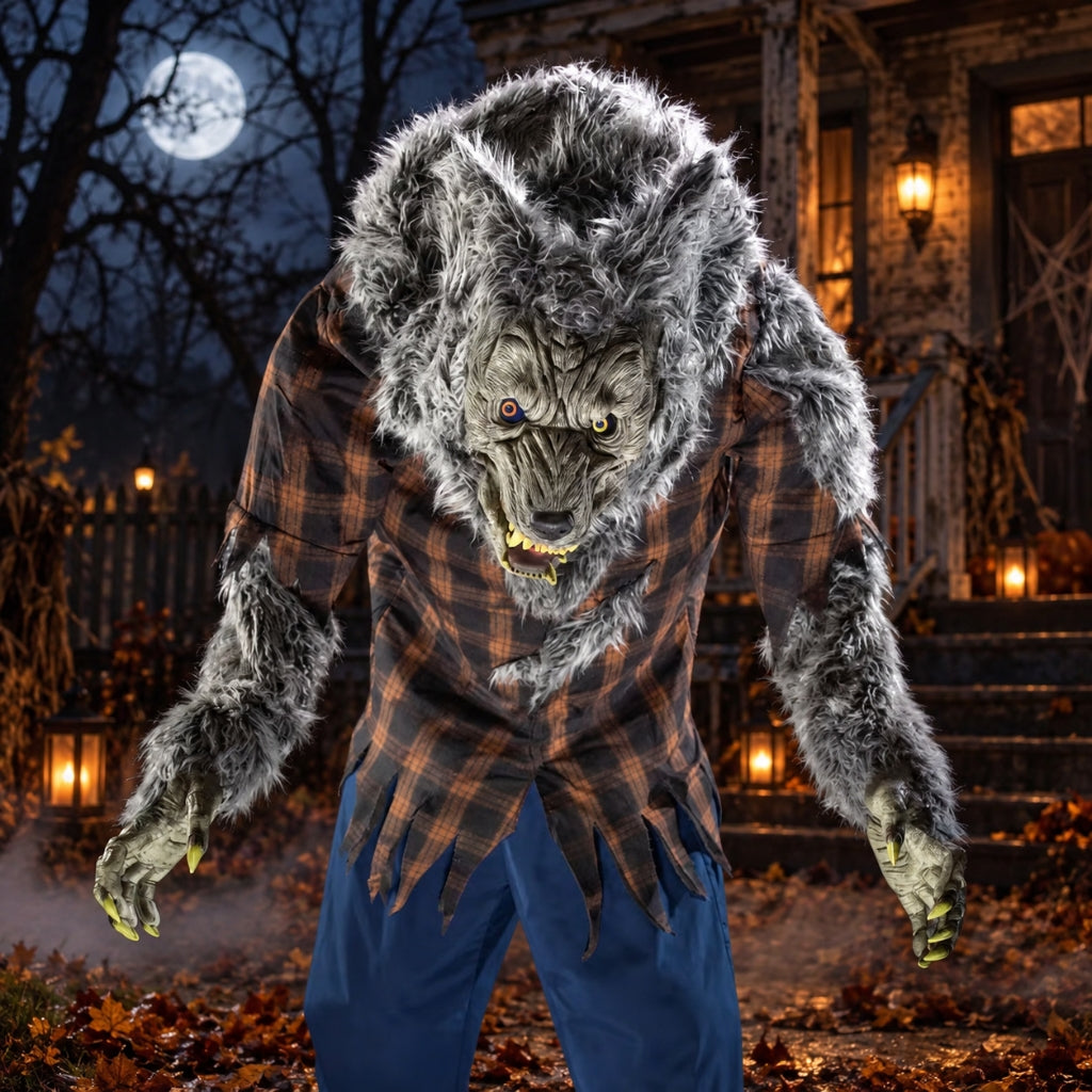 7.5ft Animated Hulking Werewolf with Light-Up Eyes and Sound