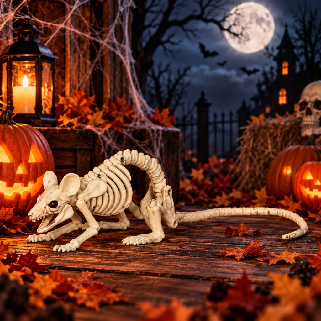 11" Crawling Skeleton Mouse Halloween Decoration