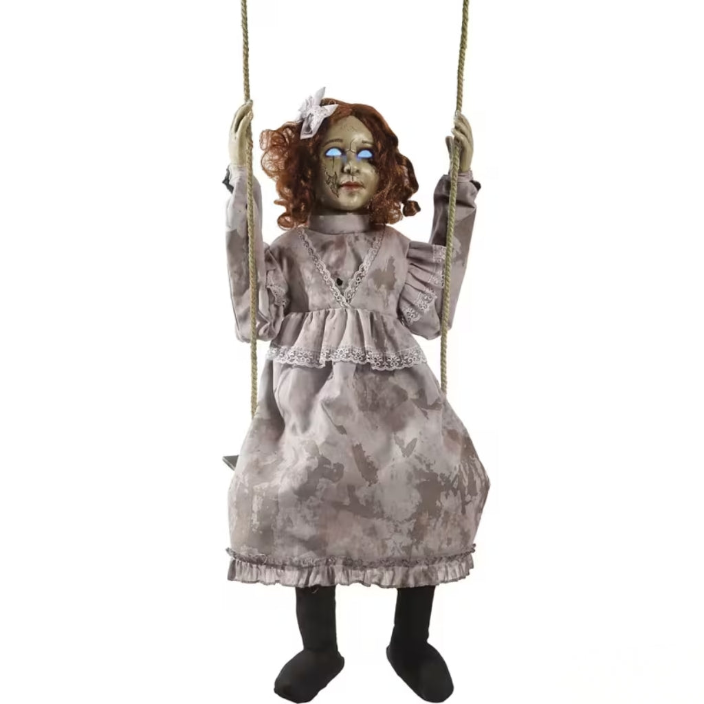 30" Animated Swinging Decrepit Doll with Light-Up Eyes