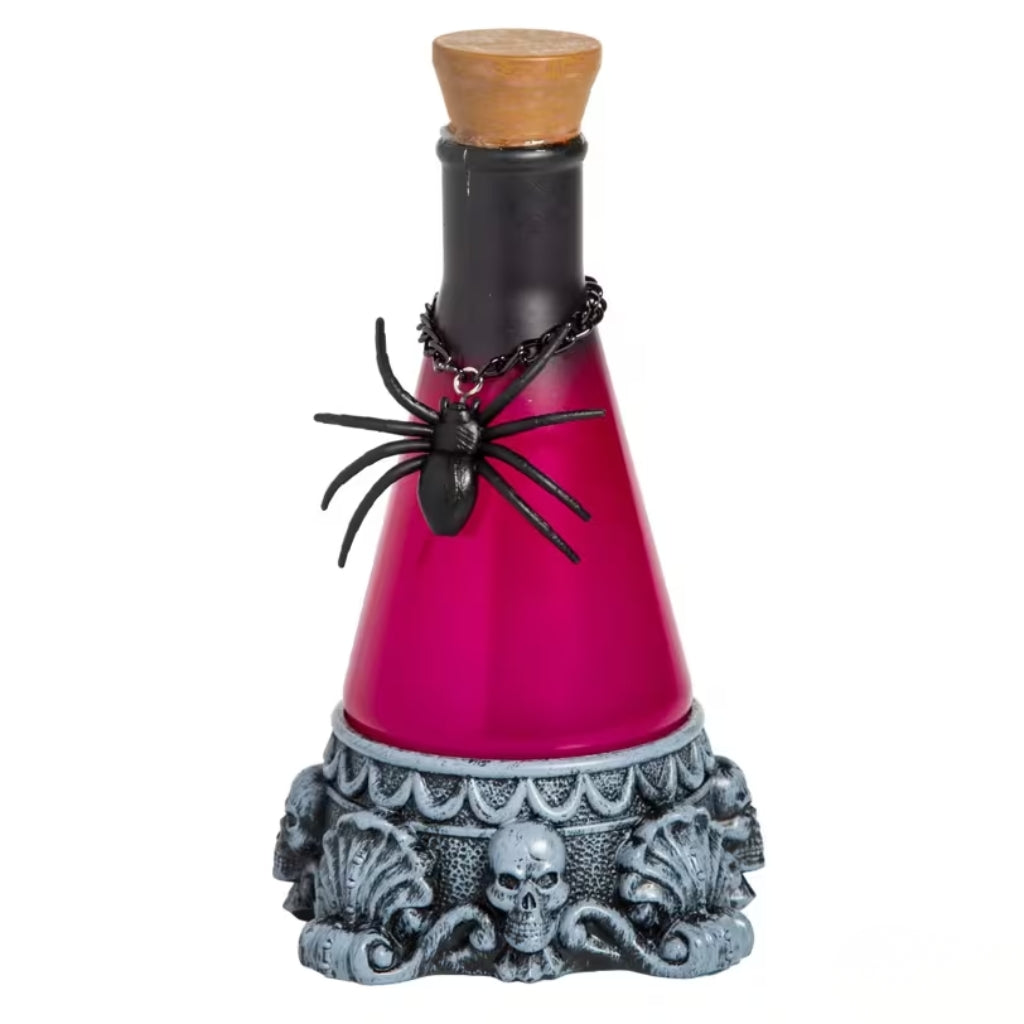 12" Light-Up Pink Potion Bottle with Spider