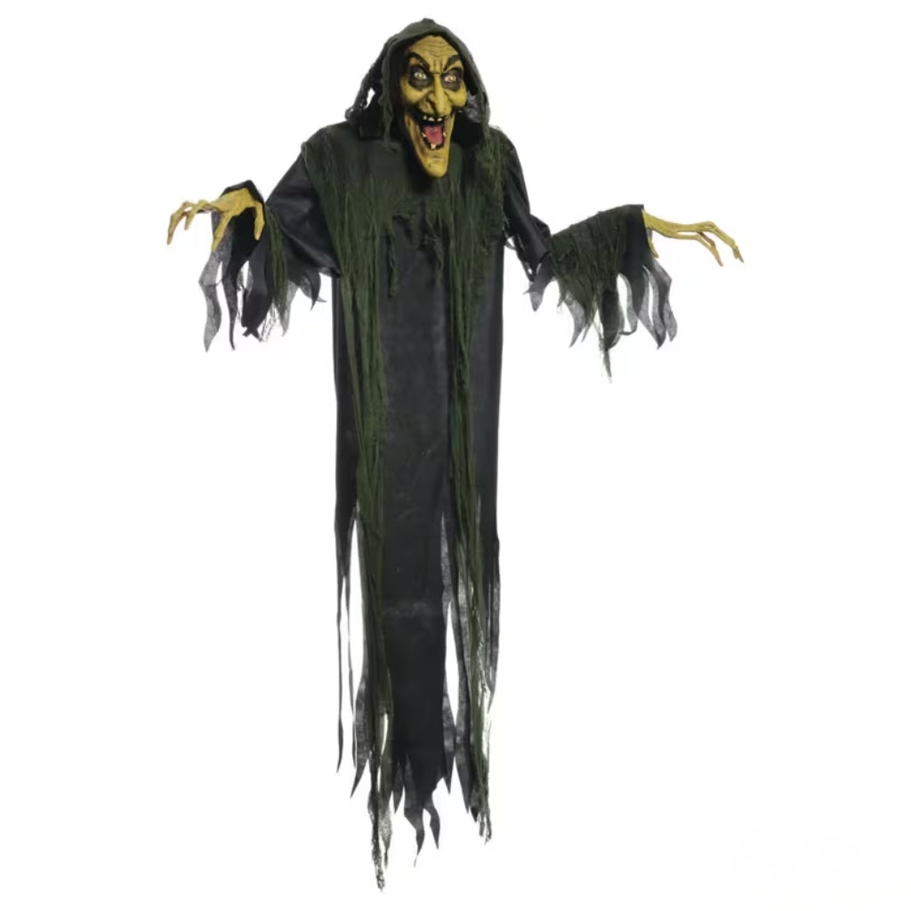 6ft Animated Hanging Witch with Light-Up Eyes