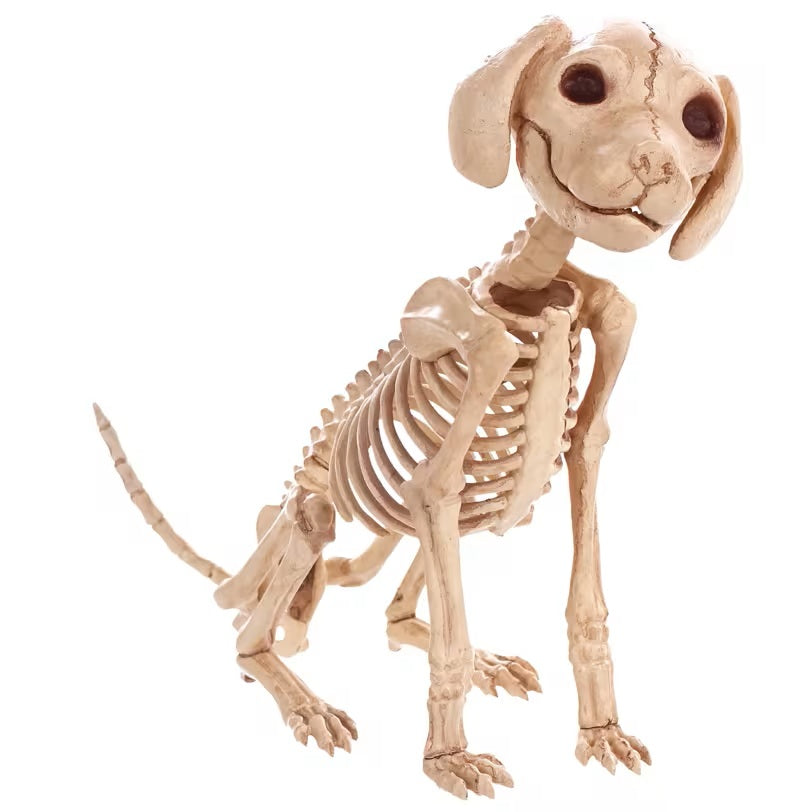 8 Inch Sitting Puppy Skeleton Halloween Decoration