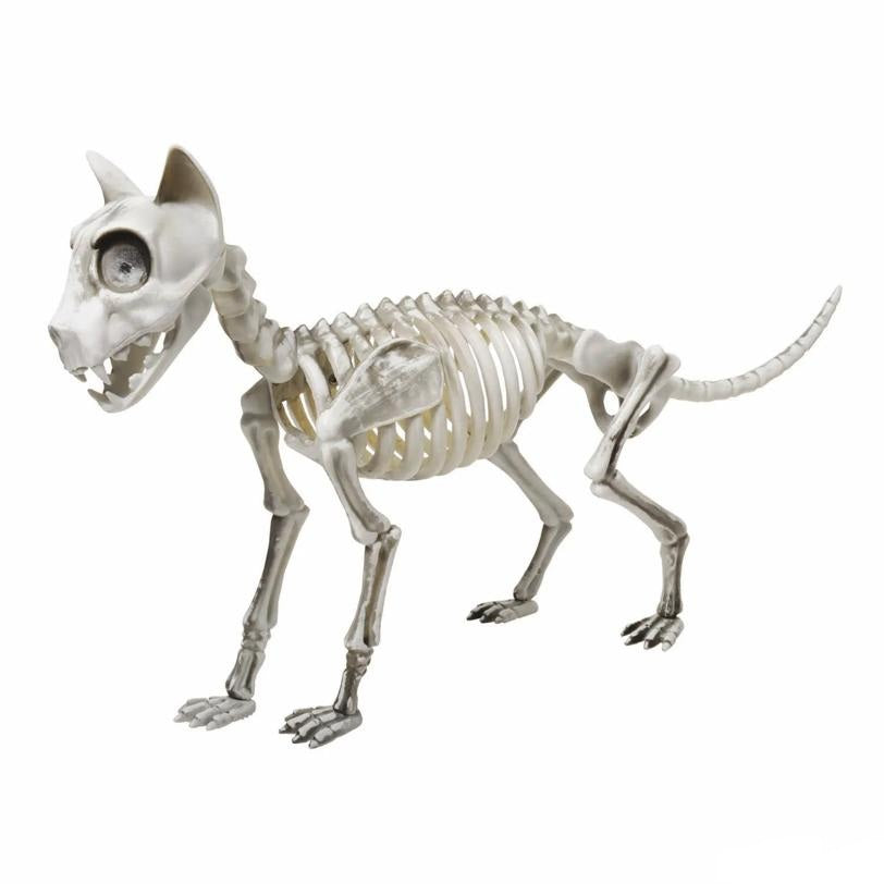 13" White Plastic Bulldog Skeleton Halloween Decoration