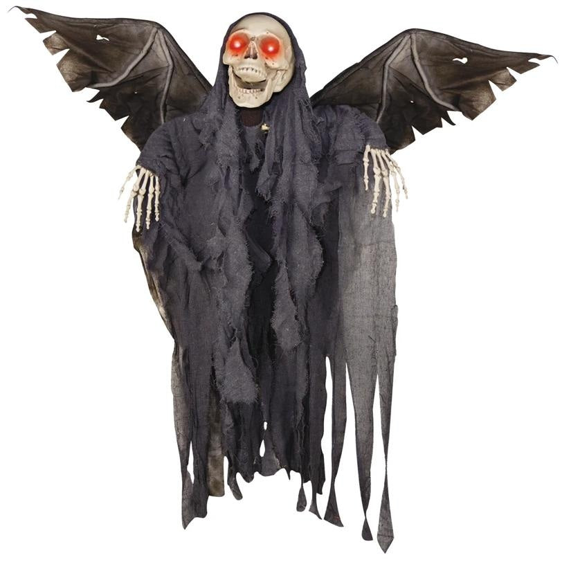 Halloween decoration of a ghost with wings on a white background
