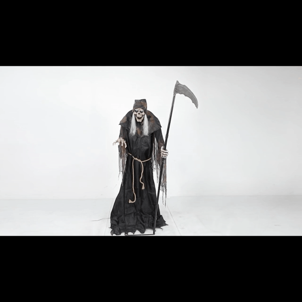 Lunging Reaper with Digital Eyes - 6ft Animated Halloween Prop