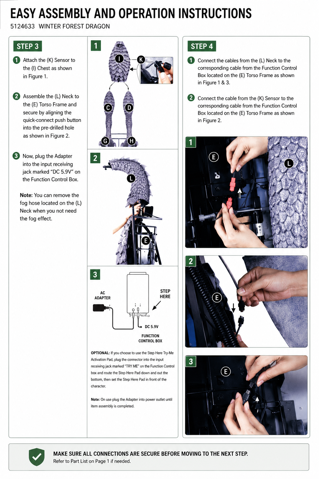 Assembly and operation instructions for a toy figure, including step-by-step diagrams and photos.