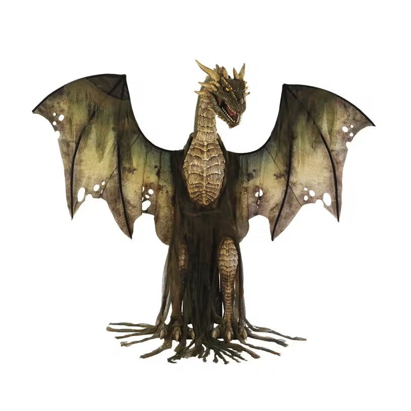 Dragon figurine with detailed scales and wings on a white background