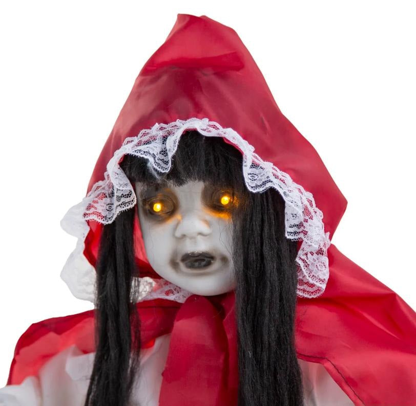 2.9ft Animated Creepy Standing Girl with Light-Up Eyes and Sound