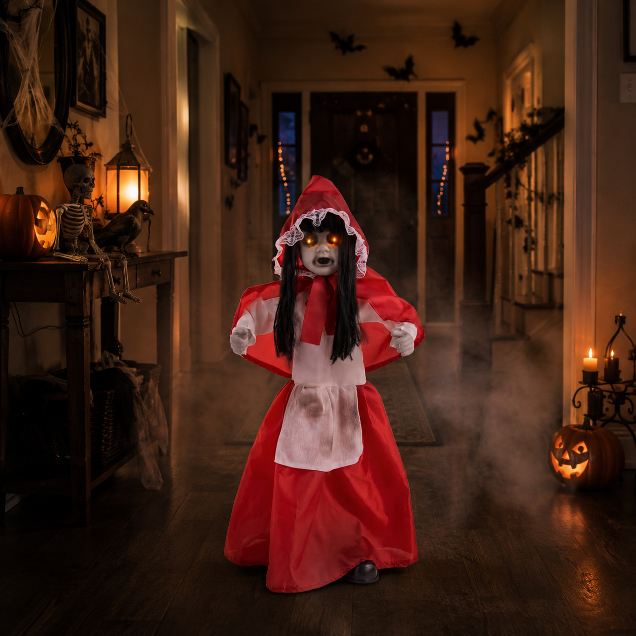 2.9ft Animated Creepy Standing Girl with Light-Up Eyes and Sound