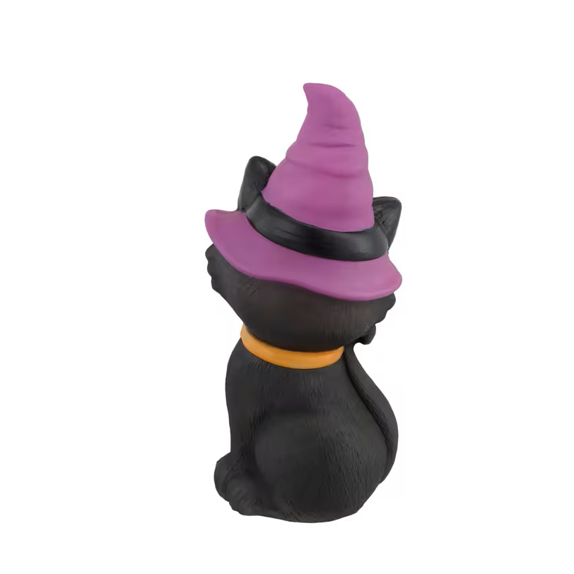 11" Light-Up Witch Cat LED Tabletop Halloween Decoration