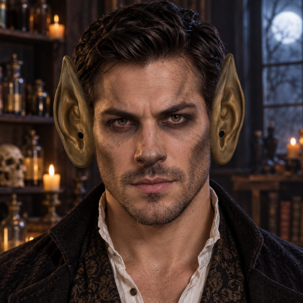 Pointed Latex Werewolf Ears - Brown
