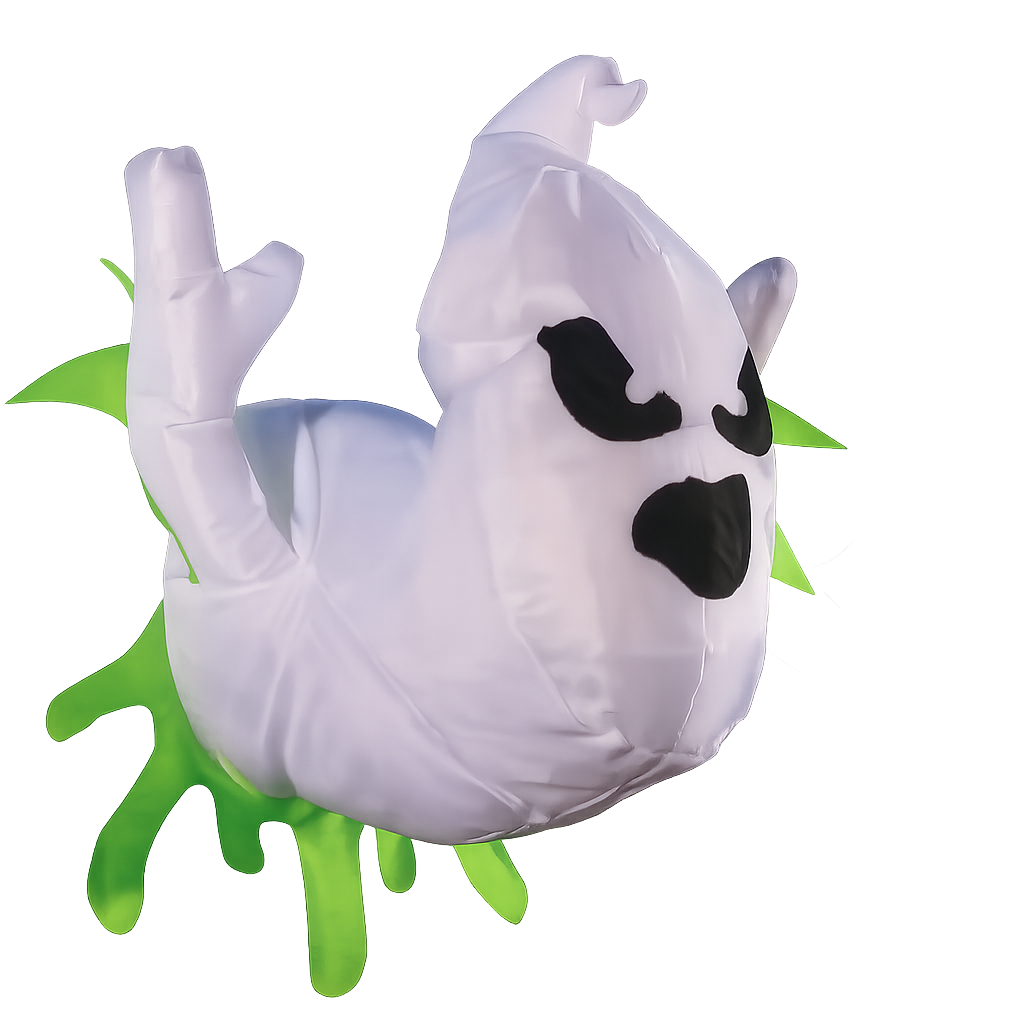 Inflatable ghost with green base on a white background