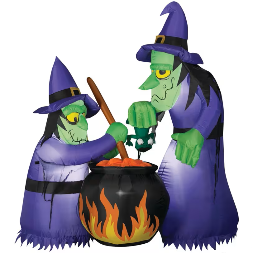 Double Bubble Witches With Cauldron Inflatable Decoration
