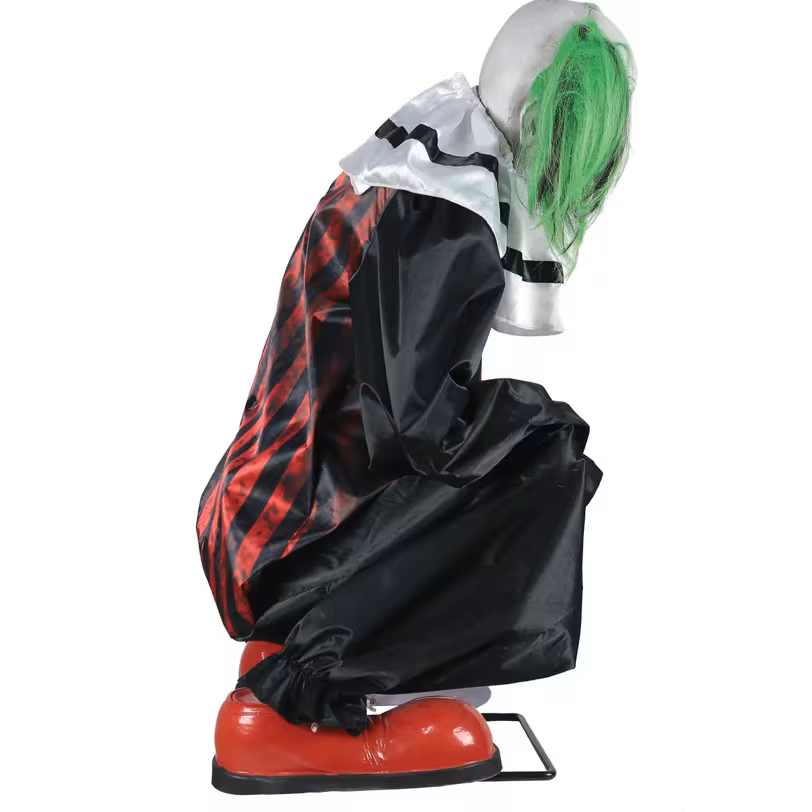 Animated Crouching Red Clown Prop - 20" Light-up Halloween Decoration