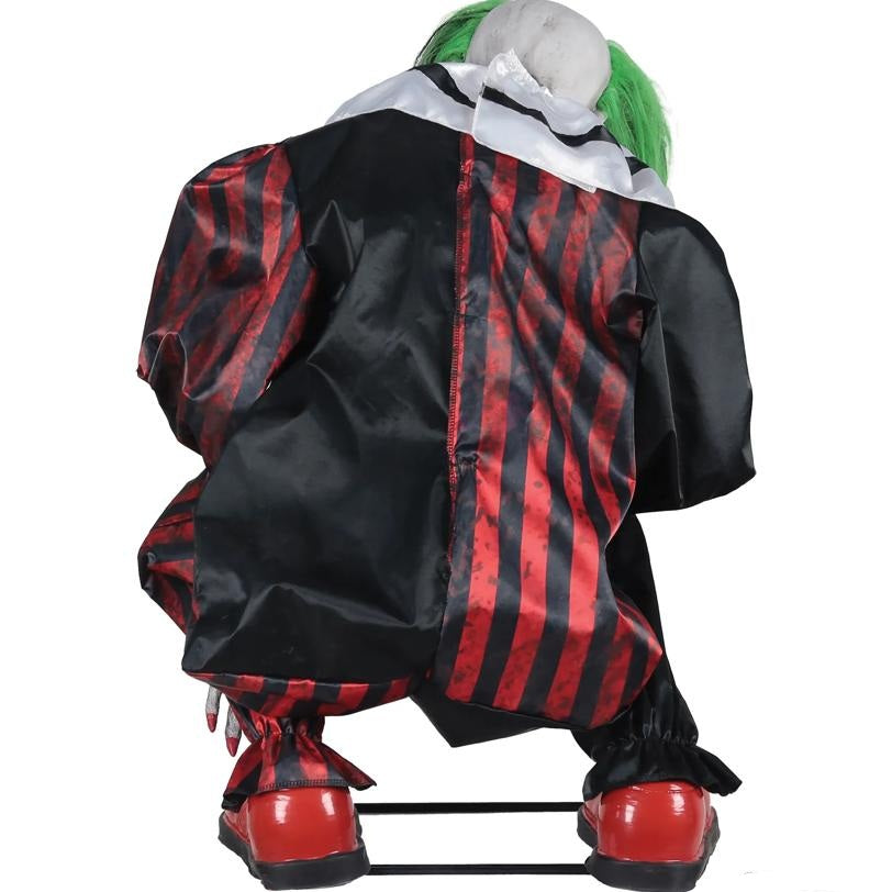 Animated Crouching Red Clown Prop - 20" Light-up Halloween Decoration