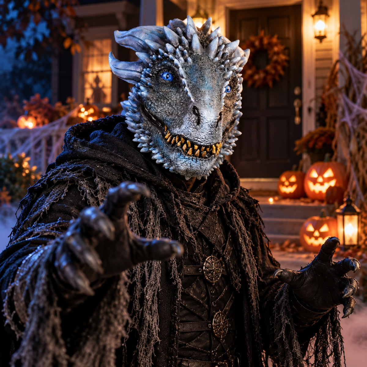 White Walker Dragon Overhead Latex Mask - One Size