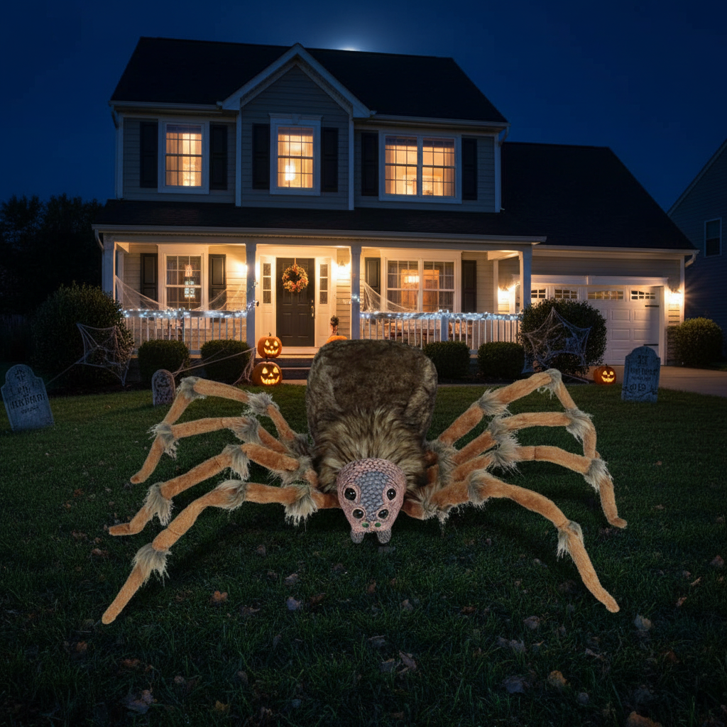 Deluxe Light-Up Wolf Spider Decoration - 4.4ft
