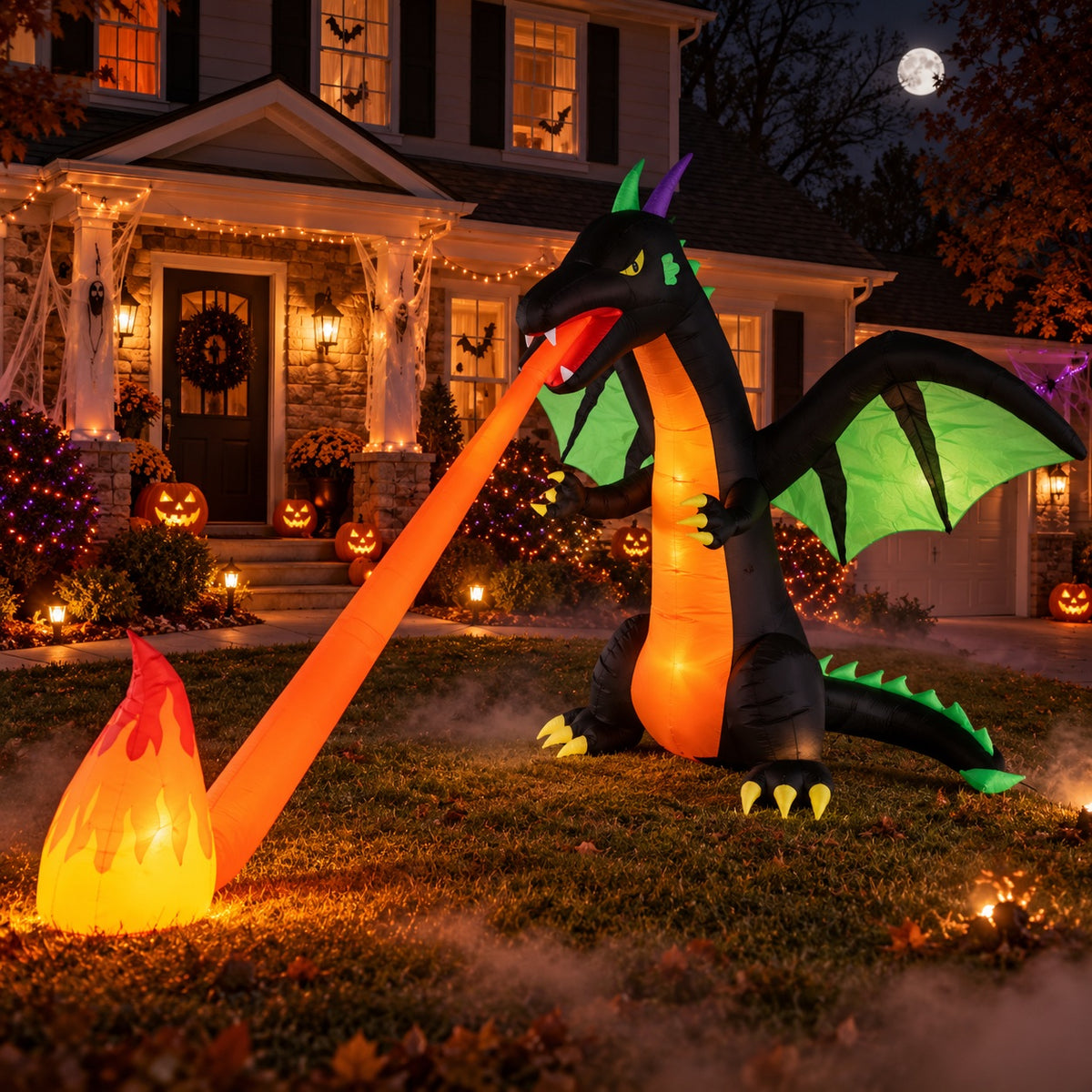 9ft Fire Breathing Dragon Inflatable Yard Decoration
