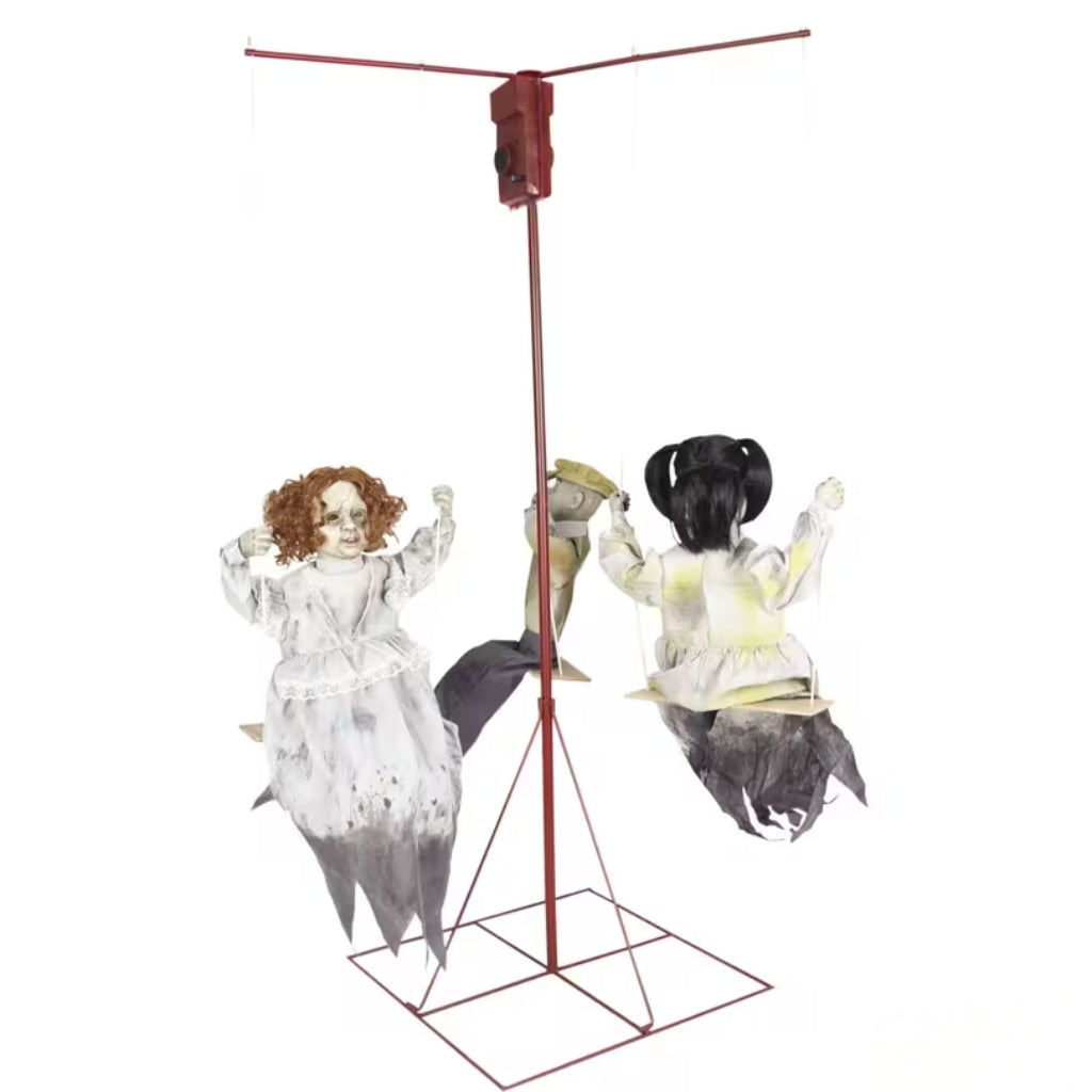 6ft Animated Ghostly Go Round Swinging Victorian Dolls with Sound