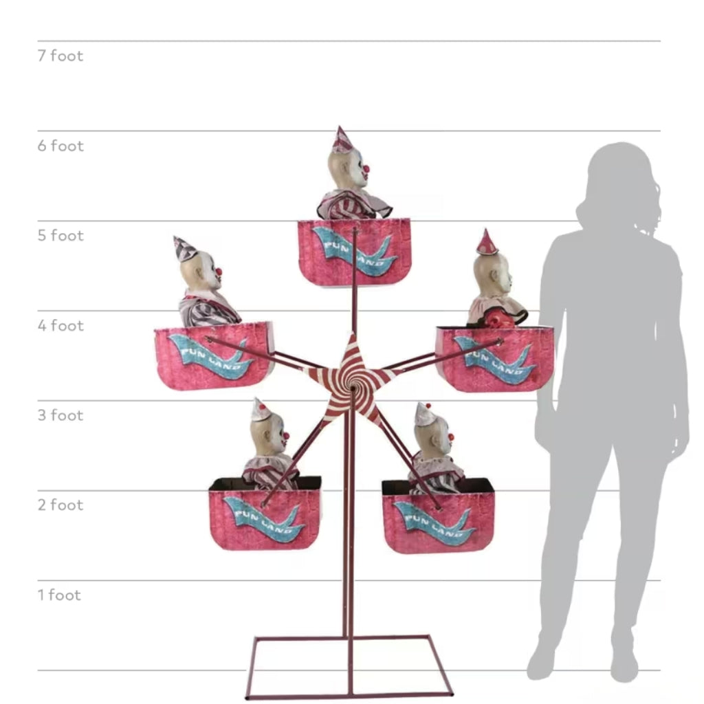 6ft Animated Clowns Ferris Wheel with Sound Decoration