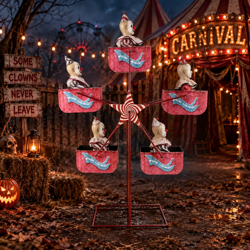 6ft Animated Clowns Ferris Wheel with Sound Decoration