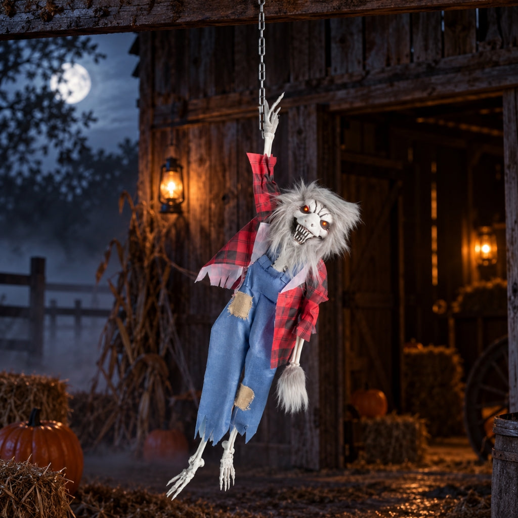 3ft Animated Light-Up Skeleton Werewolf Hanging Decoration