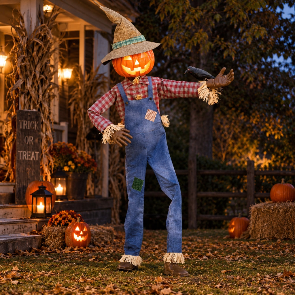 6 ft. Animated Whimsical Scarecrow with Light-Up Face