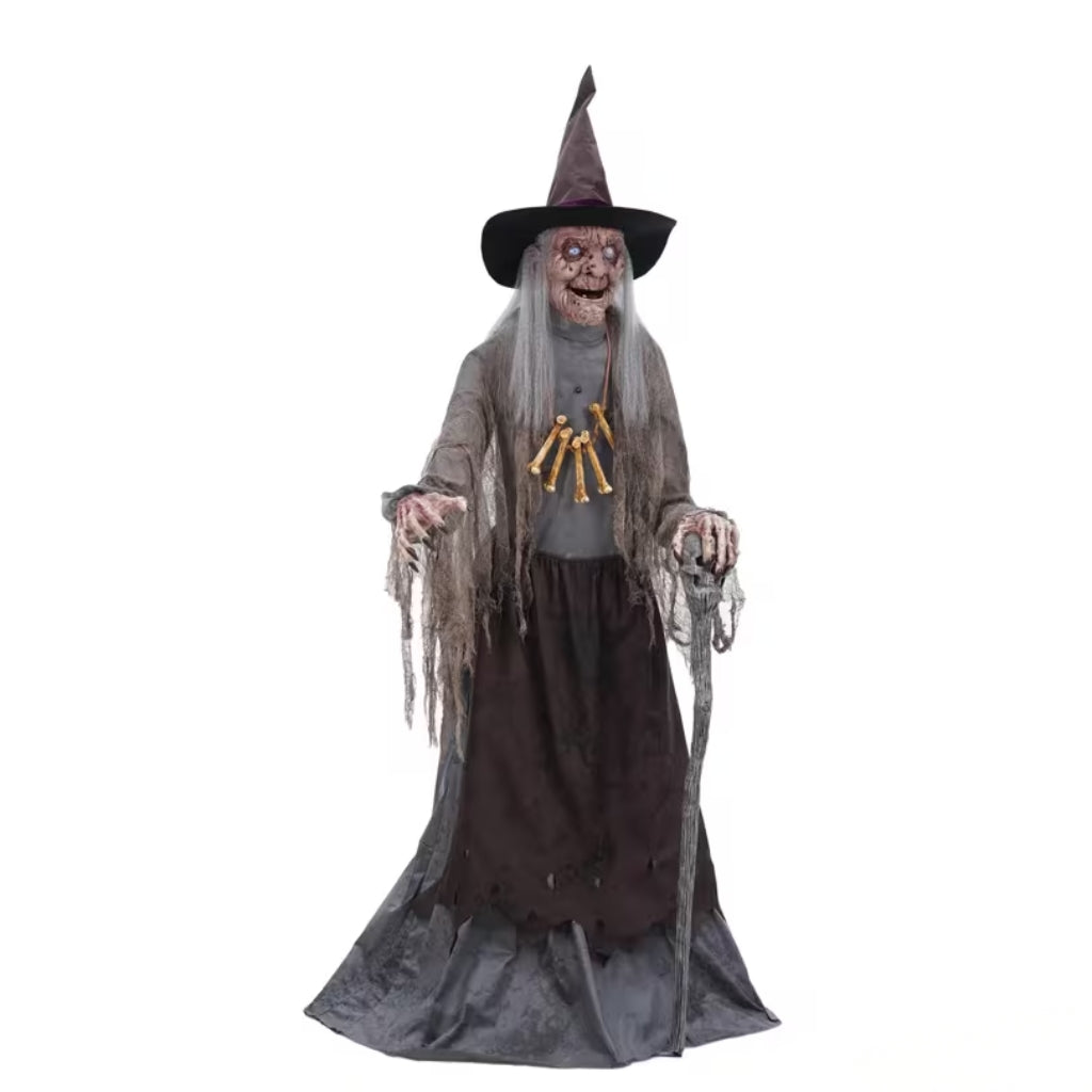 Animated Crone Witch Prop with Servo-Motor and LED Eyes