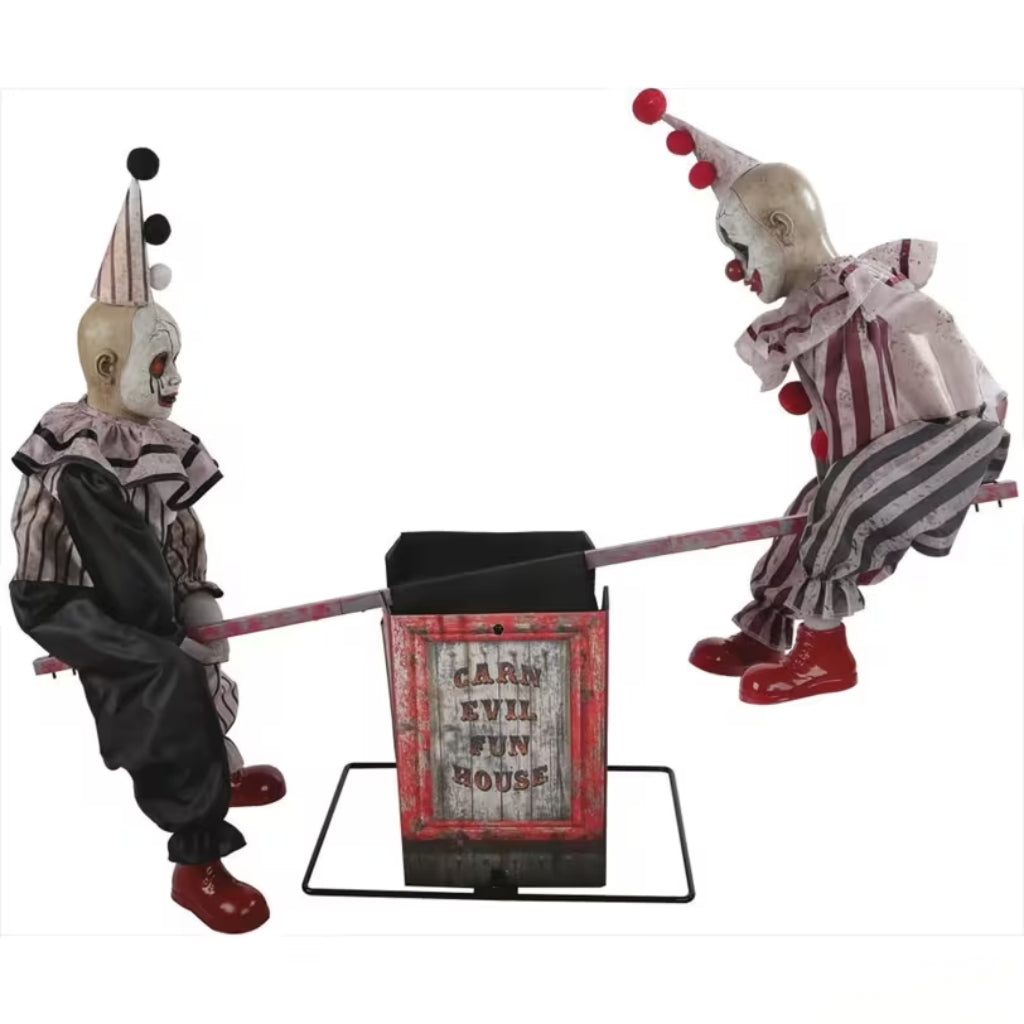 3ft Animated Seesaw Clowns with Sound Halloween Decoration