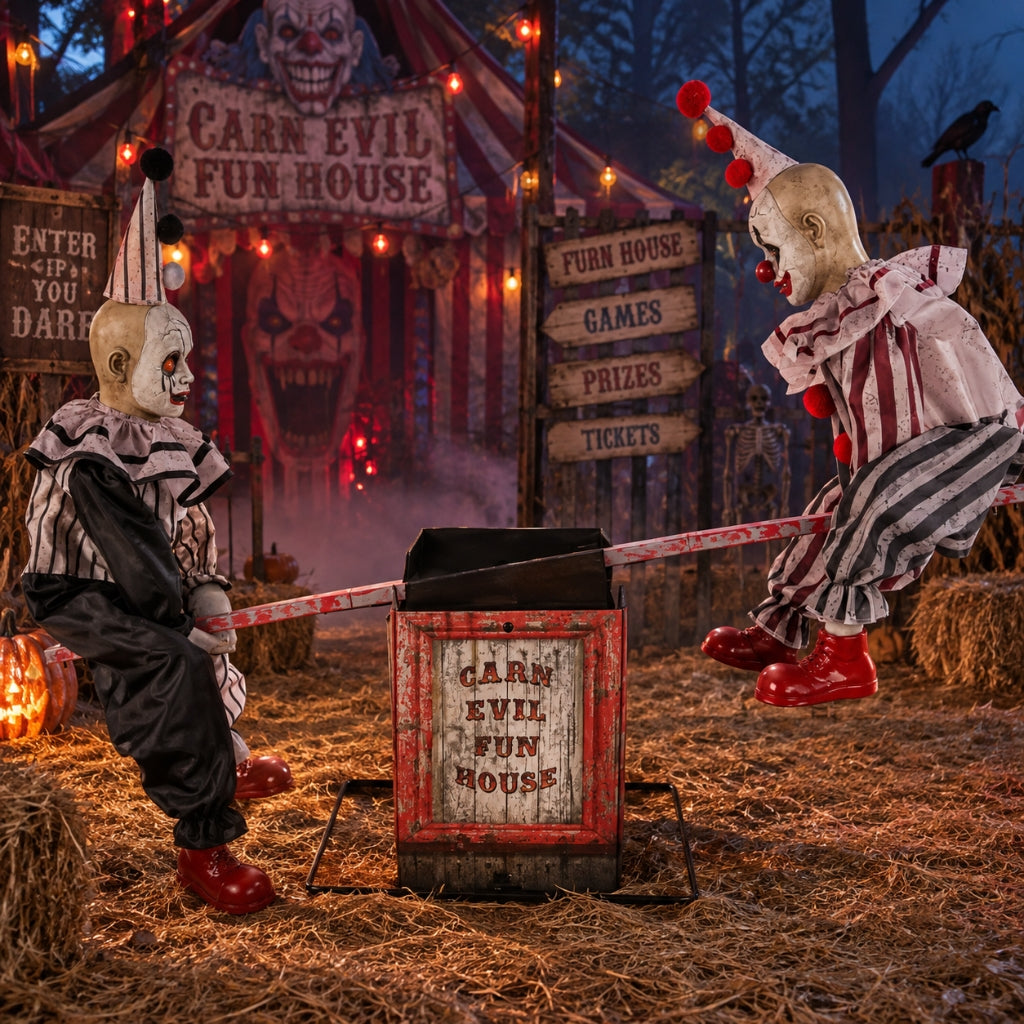 3ft Animated Seesaw Clowns with Sound Halloween Decoration