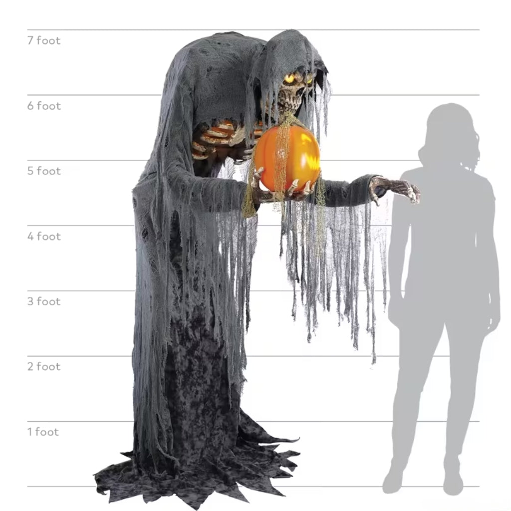 7ft Animated Talking Jack Stalker with Light-Up Pumpkin