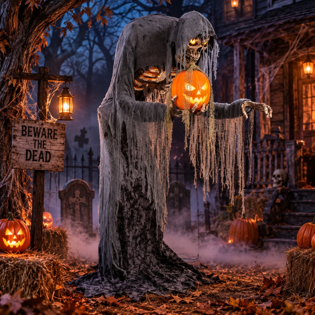 7ft Animated Talking Jack Stalker with Light-Up Pumpkin