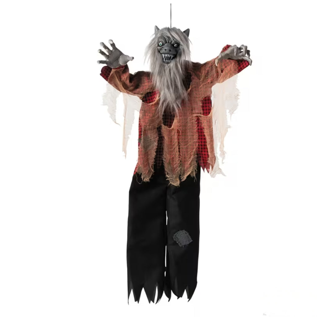 4ft Animated Tattered Werewolf Hanging Halloween Decoration