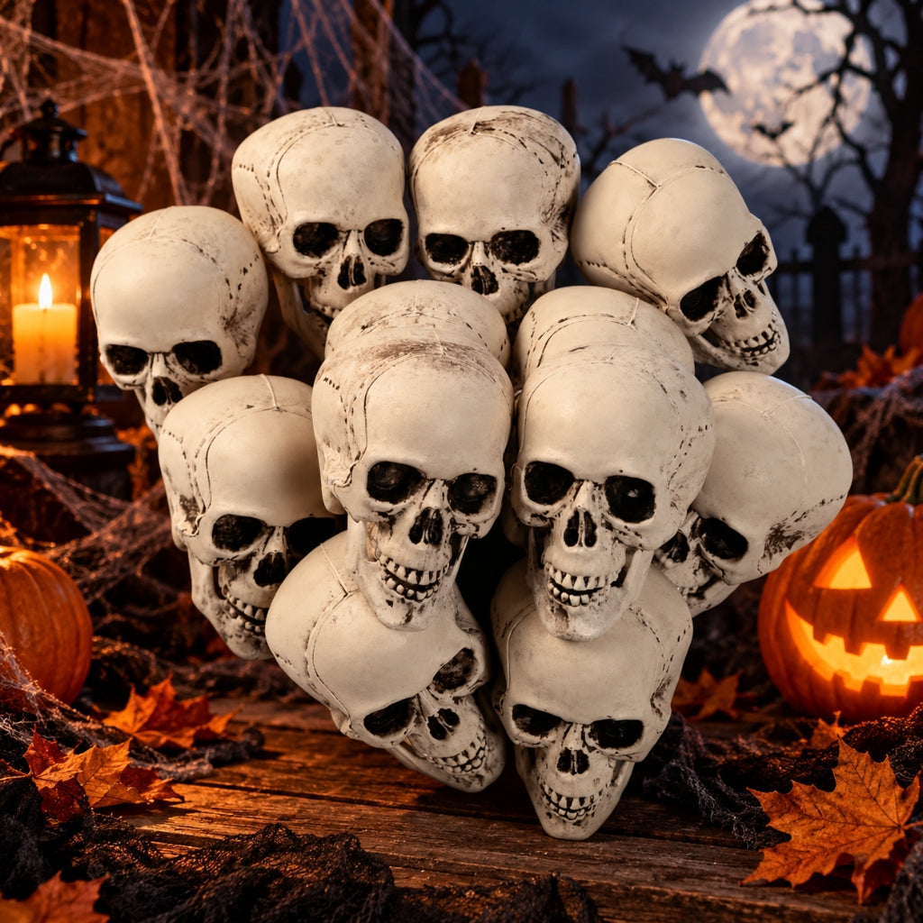 5" Mini Skulls Halloween Decorations - 12pc Bag