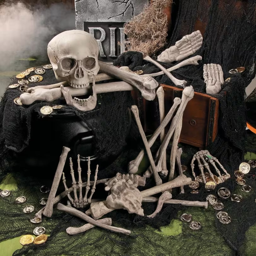 Bag of 28 Plastic Human Bones Halloween Decorations