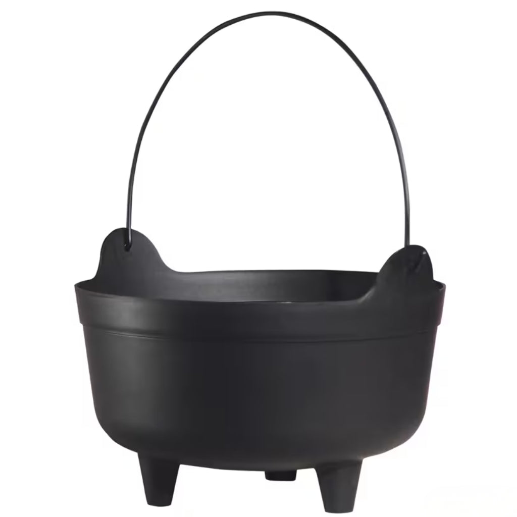 9" Black Plastic Kettle Halloween Decoration