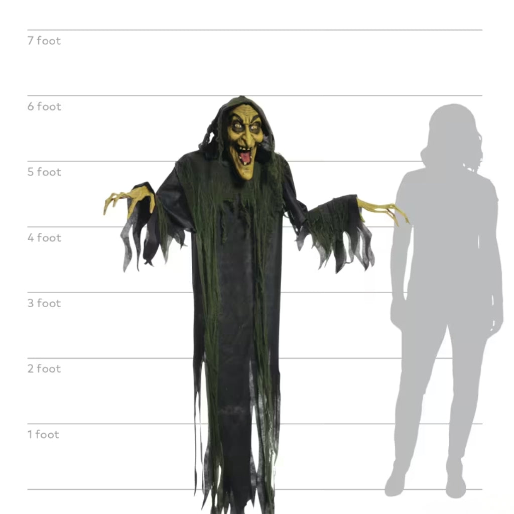 6ft Animated Hanging Witch with Light-Up Eyes