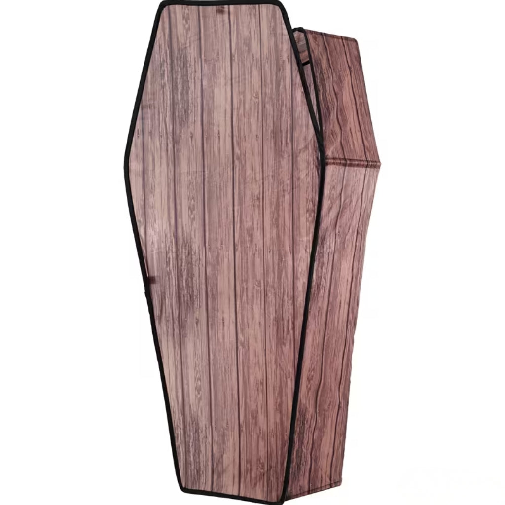 5ft Wooden-Look Brown Coffin with Lid Halloween Decoration